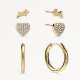 Gold Heart & Huggie Triple Pack Earrings - Radley London Women