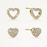 Gold Stoneset Heart Twinpack Earrings - Radley London Women