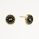 Black Enamel Round Earrings - Radley London Women